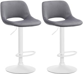 Clp Clp - Set De 2 Taburetes De Bar Camden En Terciopelo Gris Oscuro Metal Blanco Mate