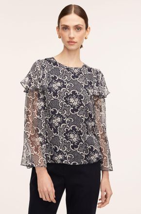 Rebecca Taylor Rochelle Fleur Ruffle Silk Blouse