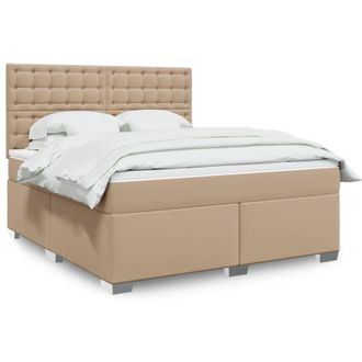 vidaXL Vidaxl - Cama Box Spring Con Colch&oacute;n Cuero Sint&eacute;tico Capuchino 180x200cm
