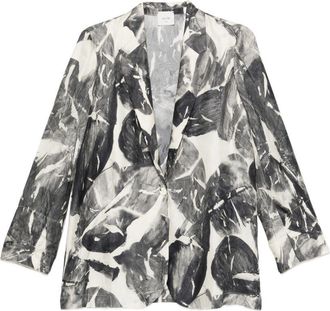 Alysi Womens Silk & Nylon Printed Single-Breasted Jacket