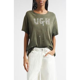 R13 Ugh Paint Splattered Cotton & Cashmere Graphic T-Shirt in Black at Nordstrom, Size X-Large