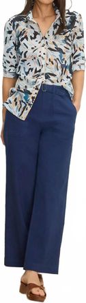 Nic+Zoe Garden Shade Cotton Crinkle Shirt In Blue Multi