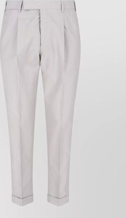 Pantaloni Torino straight trousers pleated front cuffed hem