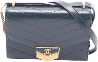 Chanel Pre-owned Chevron V Stitch Leren Schoudertas - Dames - Vintage Schoudertas - Groen - ONE Size - Leer - Vintage