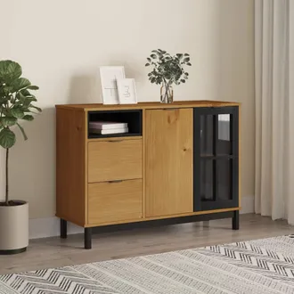 vidaXL Furniture Limited - Aparador Con Puerta De Vidrio Flam Madera De