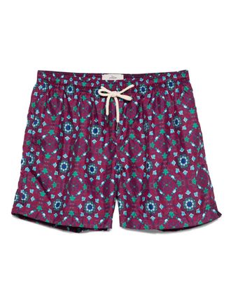 Peninsula patterned drawstring swim shorts - men - Recycled Polyester/Polyamide/Elastane - M - Purple