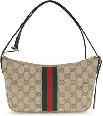 Gucci Bolso de hombro con monograma y banda Web - Bags - Hombre - Beige - ONE SIZE