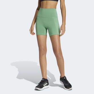 adidas Shorts ADIDAS PERFORMANCE 3-STREIFEN STUDIO ALL ME BOOTY LEGGINGS, KURZ, Damen, Gr. XXL, L&auml;nge 5, preloved gr&uuml;n, innenbeinl&auml;nge ca. 13 cm, Obermateria