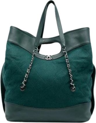 Chanel Pre-owned Vintage Tote Bag - Dames - Vintage Shopper - Groen - ONE Size - Leer - Vintage