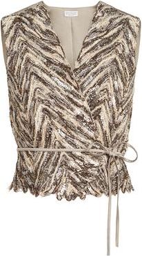 Brunello Cucinelli Dazzling chevron embroidery vest in Brown at Nordstrom, Size X-Small Eu