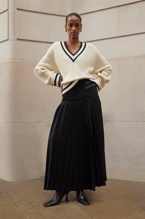 Karen Millen Womens Cotton V Neck Knit Boxy Jumper - Cream - Size X-Small