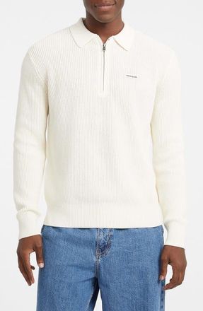 Guess Organic Cotton Half Zip Sweater in Warm White at Nordstrom, Size X-Large