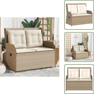 vidaXL Rattan PE - vidaXL Panca Reclinabile da Giardino con Cuscini Beige in Polyrattan - Acciaio verniciato