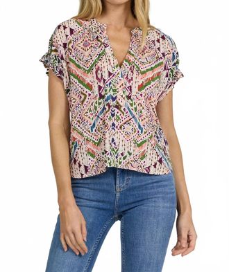 Dear John Denim Julia Short Sleeve Top In Tropical Ikat