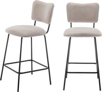 DRAWER Lote de 2 sillas de bar de tela y metal H65cm - Beige