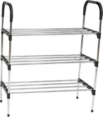 Trade Shop Trade Shop - Scarpiera In Metallo Plastica 3 Livelli 57x26x66cm Salvaspazio Porta Scarpe Casa