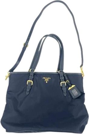 Prada Pre-owned Vintage Tote - Dames - Vintage Shopper - Blauw - ONE Size - Nylon - Vintage