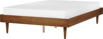 Beliani Cama Moderna 140 X 200 Cm Con Somier De L&aacute;minas Sin Cabecero Madera De Fresno Marr&oacute;n Toucy