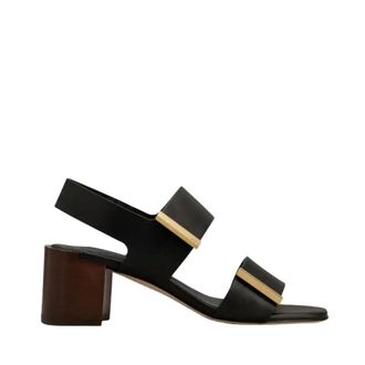 Tod's Tods, High Heel Sandals, female, Black, Size: 8 1/2 US T55 Leather Double-Strap Sandals
