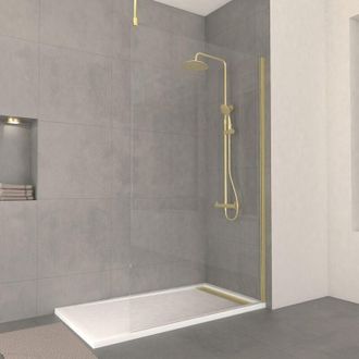 Aurlane Parete per doccia 120x200cm Vidrio 8mm - Profilo + Barra a soffitto Finitura oro spazzolato - freedom 2 gold