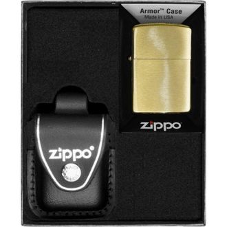 OEM Juego De Encendedores Zippo De Lat&oacute;n Cepillado Con Armadura Pesada, Regalo N.&deg; 3
