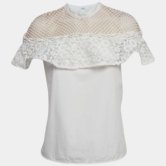 Self Portrait Self Portrait White Guipure Lace Detachable Yoke And Cotton Hudson Top