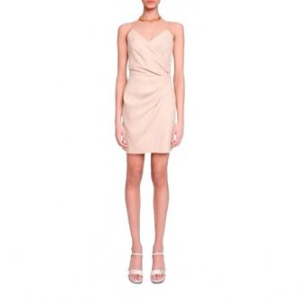 Maje Draped Mini Dress In Beige