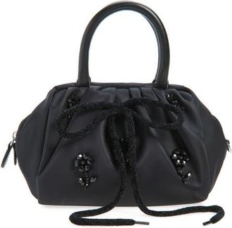 Simone Rocha Mini Embellished Pleated Top Handle Bag in Black/black/jet at Nordstrom