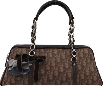 Dior Vintage Trotter Romantique Zip Satchel Diorissimo Coated Canvas Brown Canvas Handbag (Pre-Owned)