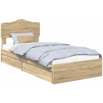 vidaXL Storage Bed with Drawer Sonoma Oak 100 x 200 cm Engineered Wood vidaXL