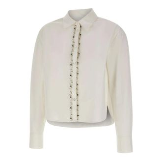Kaos Shirts, female, White, Size: S Bead-Embellished Cotton Shirt