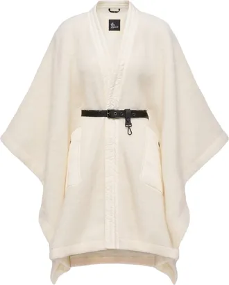 Moncler Moncler Mohair, Alpaca & Wool Blend Belted Cape, Women, White, Size: One Size