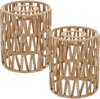 OEM Pantalla De L&aacute;mpara Estilo Bohemio (2 Piezas) - Accesorios Marrones Para L&aacute;mparas De Mesa, Colgantes Y De Techo
