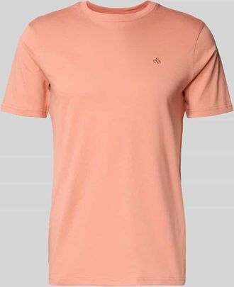 Scotch & Soda Regular Fit T-Shirt mit Logo-Stitching in Apricot, Gr&ouml;&szlig;e XXL