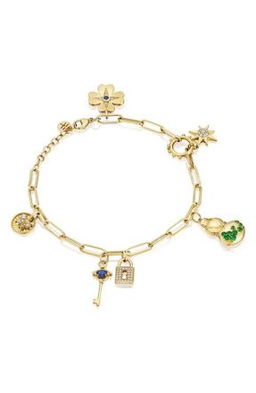 Hueb Penka Charm Bracelet in Yellow Gold at Nordstrom, Size 7.5