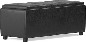 Simpli Home Avalon 42In Contemporary Rectangle Storage Ottoman
