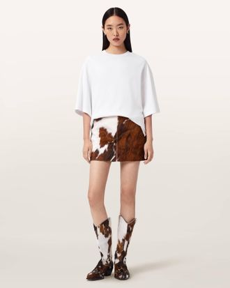 AllSaints Dapple Cowhide Mini Skirt