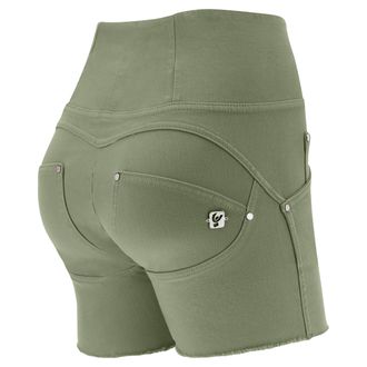 Freddy Shorts push up WR.UP vita alta sfrangiati in denim navetta tinto in capo