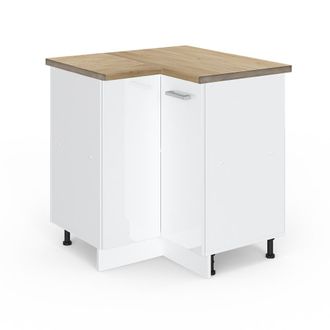 Vicco Armario De Esquina R-line, Blanco Alto Brillo, 75.6 Cm, Et Roble