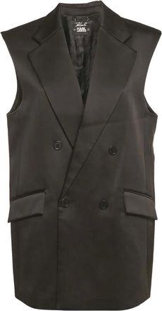 Karl Lagerfeld Satijnen geplooide bodywarmer - Zwart