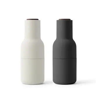 Audo Bottle Grinder Salz- und Pfefferm&uuml;hlen Set, ash / carbon (Holzdeckel Walnuss)