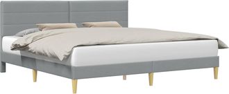vidaXL Estructura De Cama Con Cabecera Gris Claro 200 X 200 Cm Tela Vidaxl