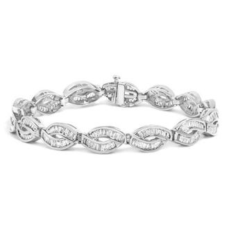 House of Brilliance 14K White Gold 2.00 Cttw Channel Set Baguette Diamond Vintage Style Link Bracelet at Nordstrom