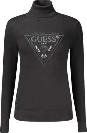 Guess Trui met hoge hals en logo - Dames - Coltruien - Zwart - XL - Truien & Vesten