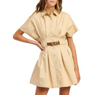 En Saison Cecilla Mini Shirt Dress In Khaki Brown