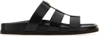 Valentino Garavani Studshield Slide Sandaal - Heren - Sandalen - Zwart - 40 EU - Leer - Schoenen