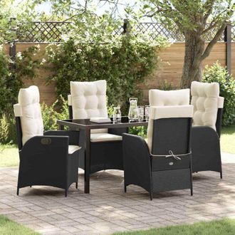 vidaXL Vidaxl - Conjunto De Comedor De Jard&iacute;n 5 Pcs Negro Rat&aacute;n Sint&eacute;tico