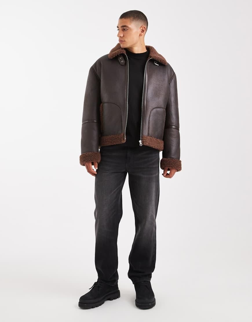 Noble House Homme Blouson Peau lainée Veste aviateur dite B6