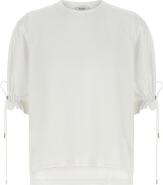 Max Mara White Crew Neck Balloon Sleeves T-shirt