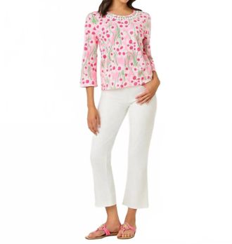 Lilly Pulitzer Clairmont 3/4 Sleeved Knit Top In Conch Shell Pink